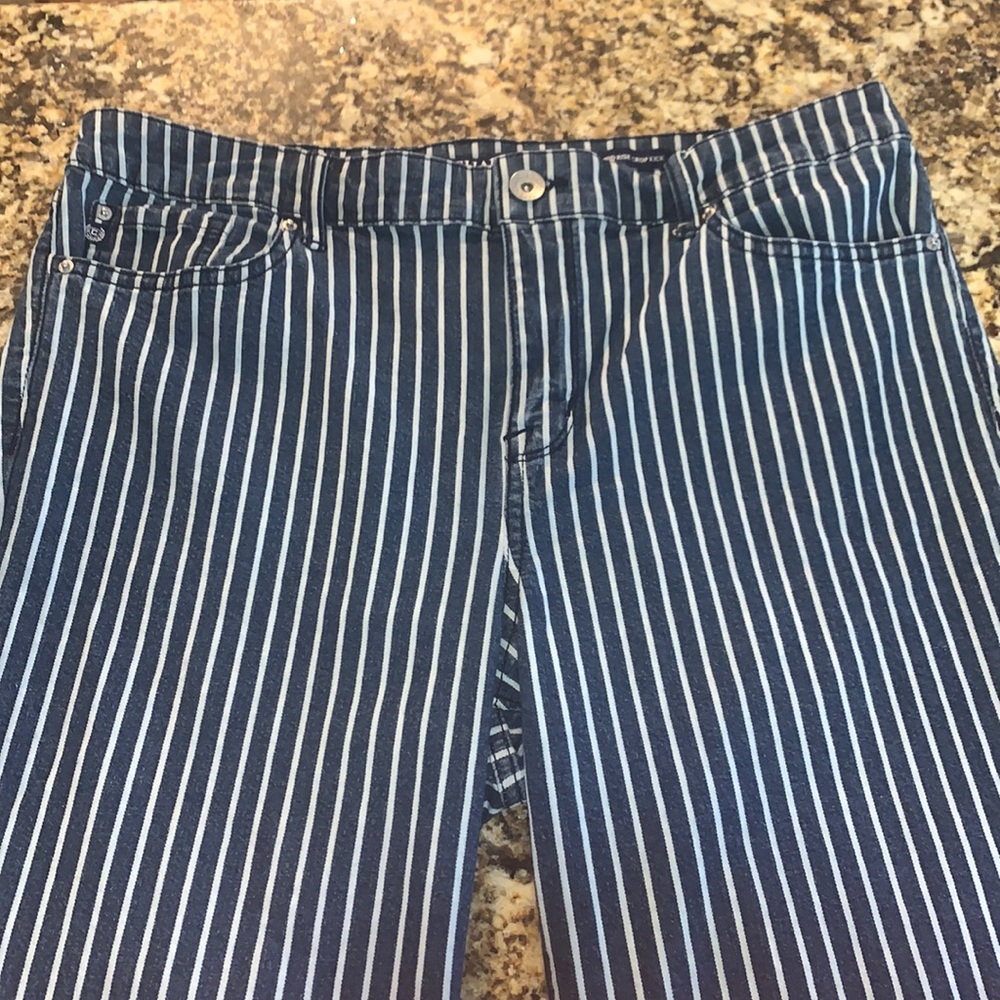 EUC Chaps white stripe, Mid Rise Crop Kick jeans